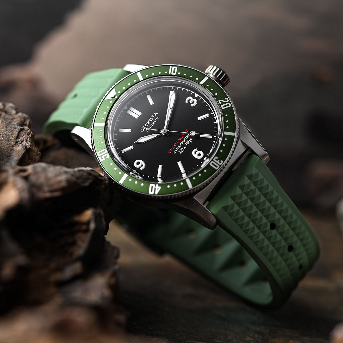Seacroft Waffle FKM Rubber Dive Watch Strap - Green - additional image 1