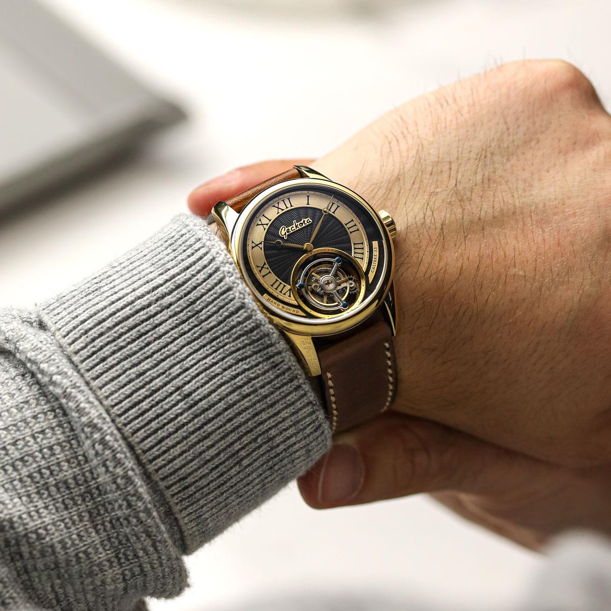 Geckota Tourbillon Hand Wound Watch - Gold - additional image 1
