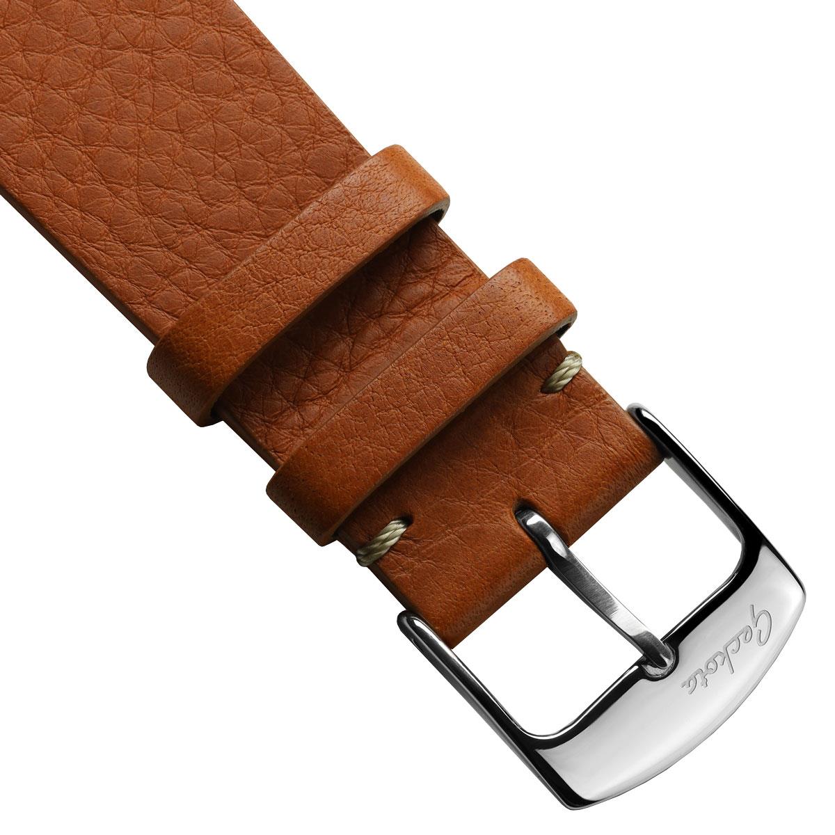 Stanway Vintage V-Stitch Minerva Leather Watch Strap - Coral