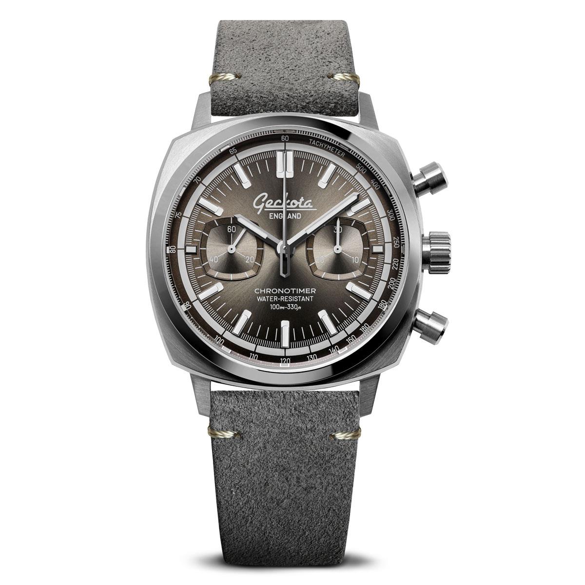 Stanway Vintage V-Stitch Genuine Italian Suede Watch Strap - Silver Grey