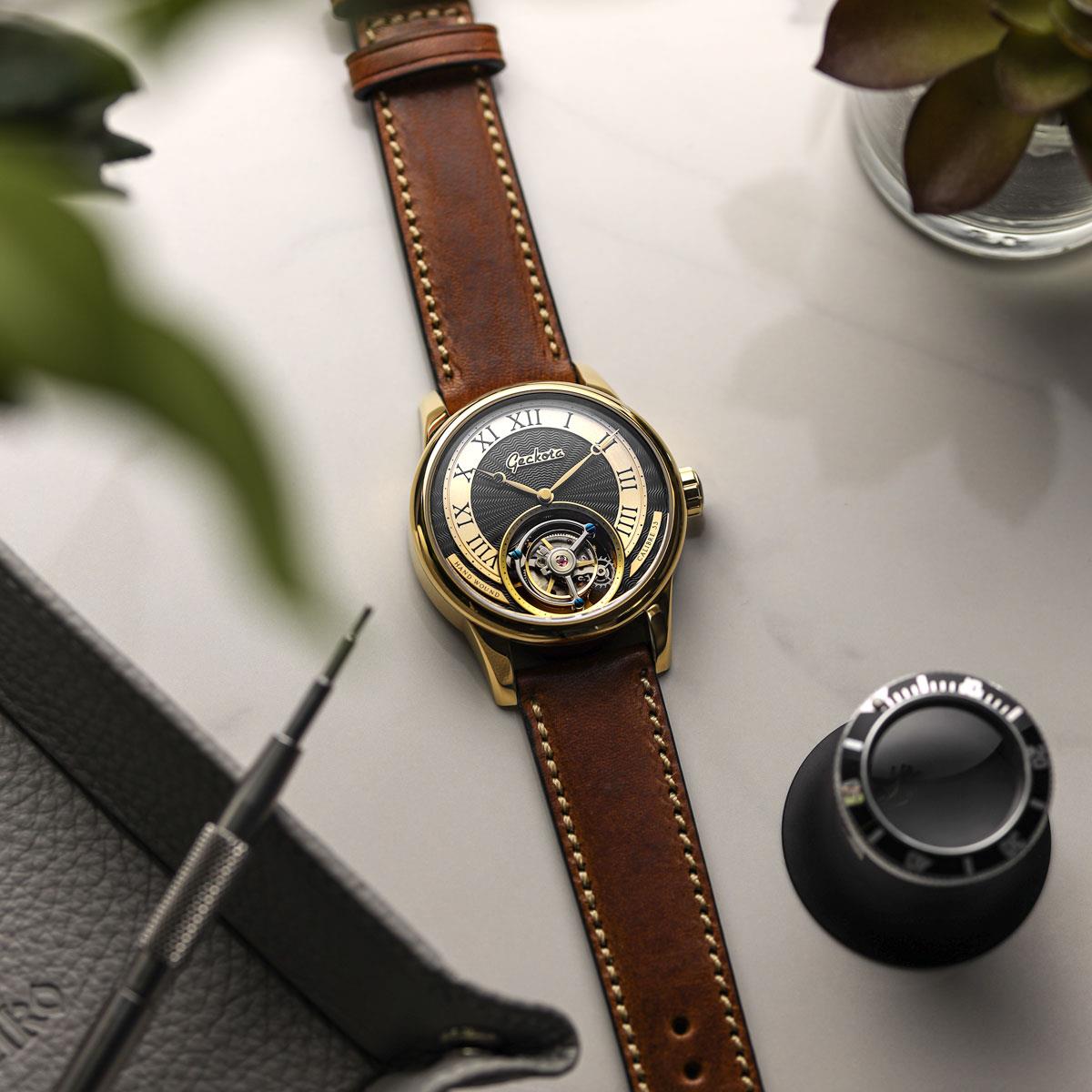 Geckota Tourbillon Hand Wound Watch - Gold - additional image 4