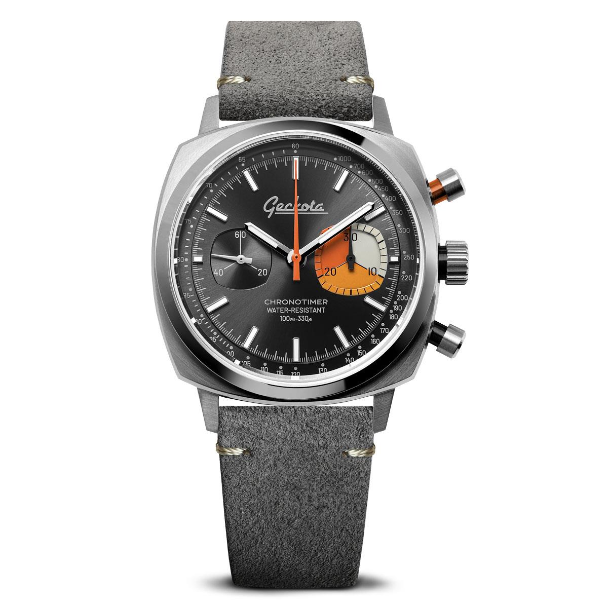 Stanway Vintage V-Stitch Genuine Italian Suede Watch Strap - Silver Gr - Geckota Stanway Vintage V-Stitch Genuine Italian Suede Watch Strap - Silver Gr - Geckota