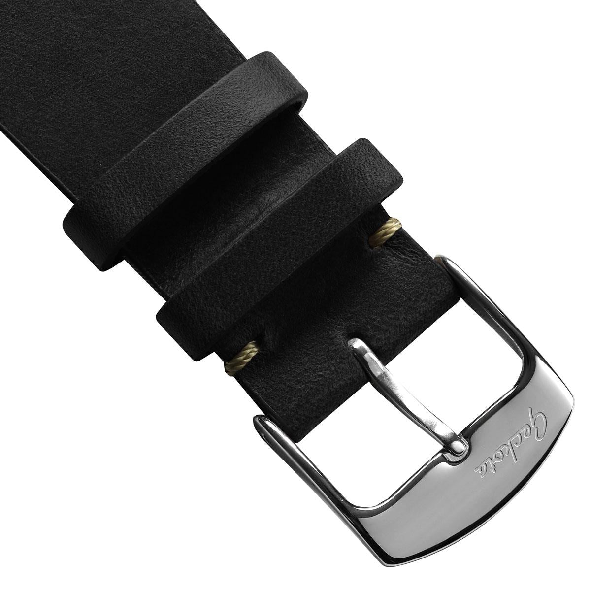 Stanway Vintage V-Stitch Watch Strap - Horween Chromexcel - Black