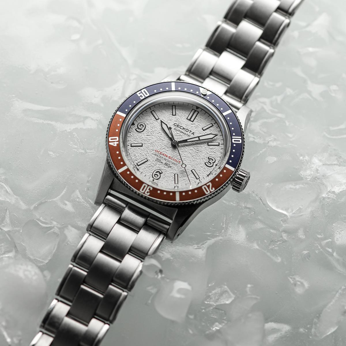 Geckota Ocean-Scout Dive Watch - BWD Arctic - Berwick Stainless Steel Strap - additional image 4