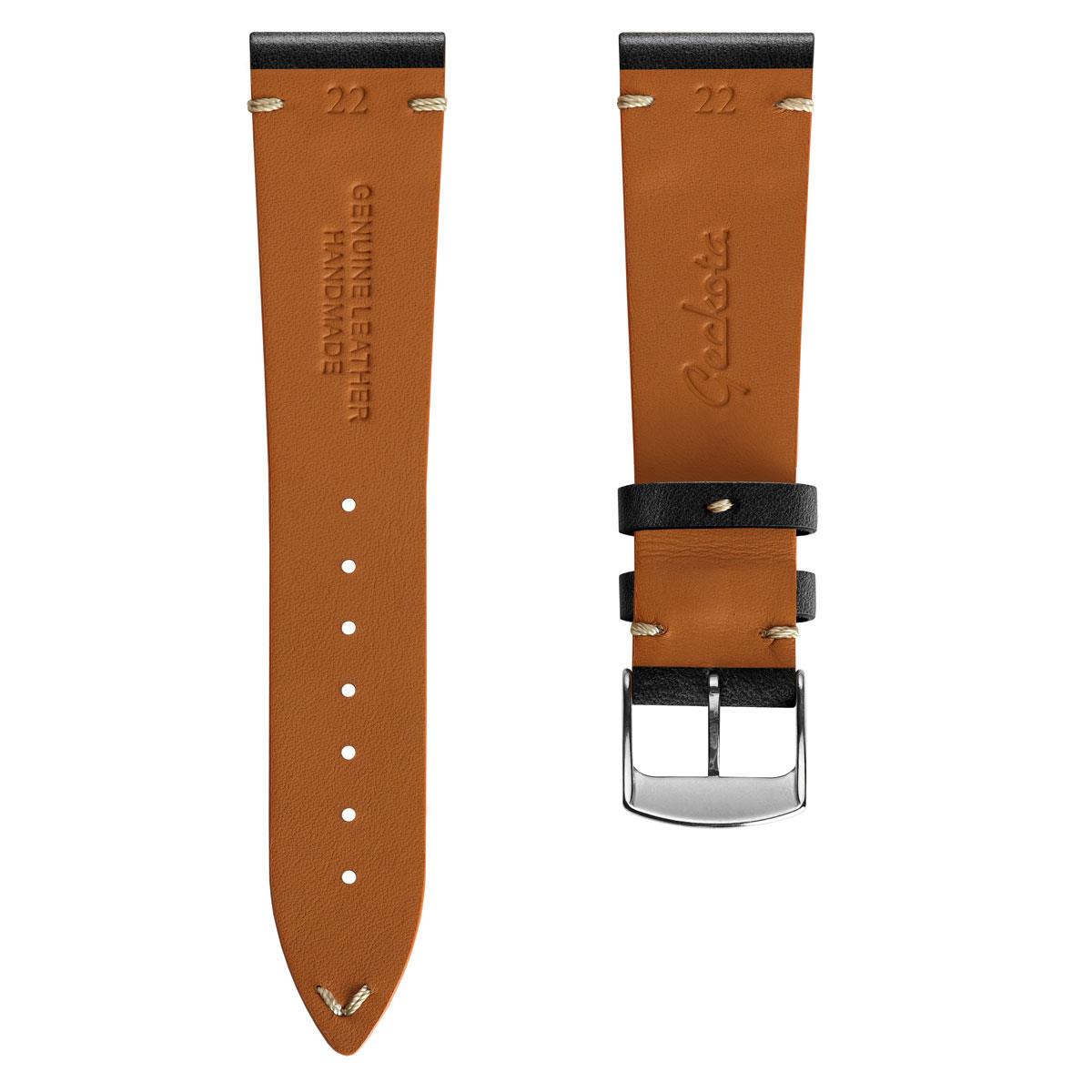 Stanway Vintage V-Stitch Watch Strap - Horween Chromexcel - Black
