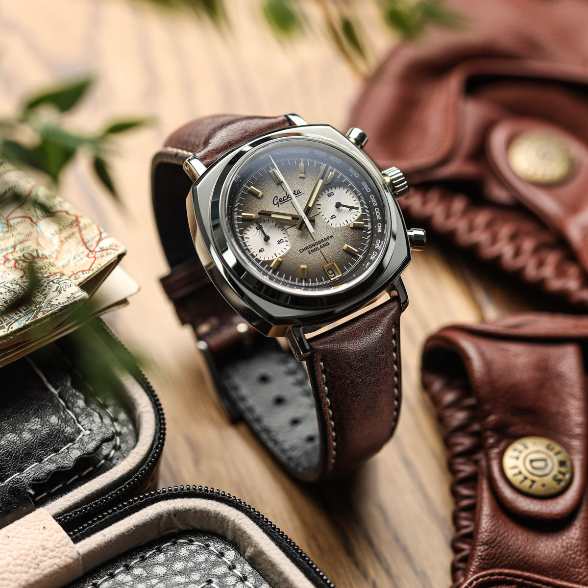 Geckota Chronotimer Chronograph Watch Brown Fumé Dial TP-369-2 - additional image 4