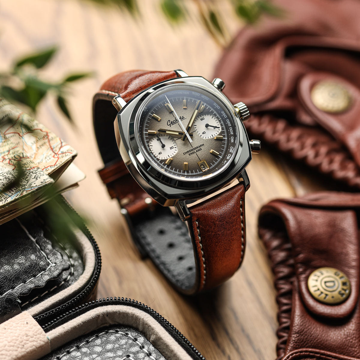 Geckota Chronotimer Chronograph Watch Brown Fumé Dial TP-369-3 - additional image 4