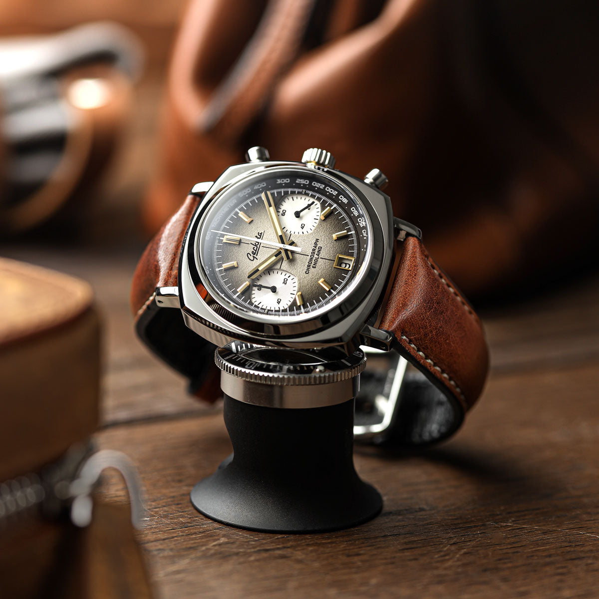 Geckota Chronotimer Chronograph Watch Brown Fumé Dial TP-369-3 - additional image 3