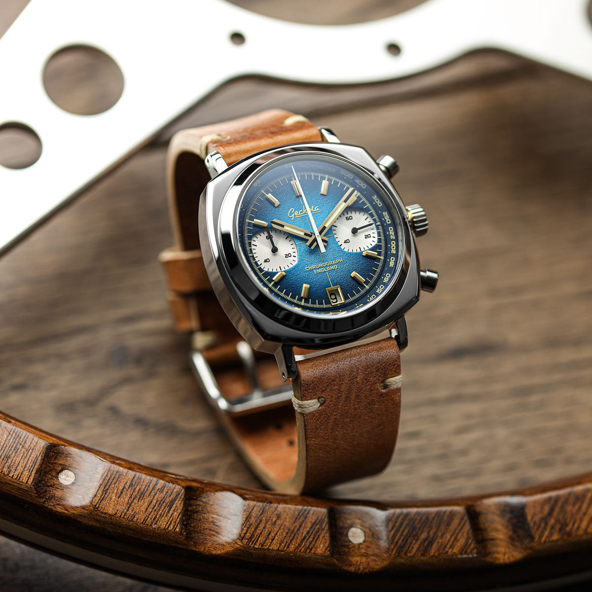 Geckota Chronotimer Chronograph Watch Deep Blue Fumé Dial VS-369-4 - additional image 4