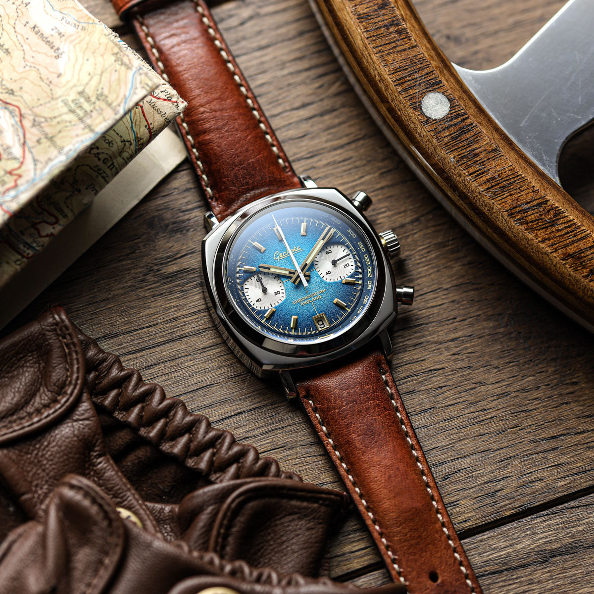 Geckota Chronotimer Chronograph Watch Deep Blue Fumé Dial TP-369-3 - additional image 3