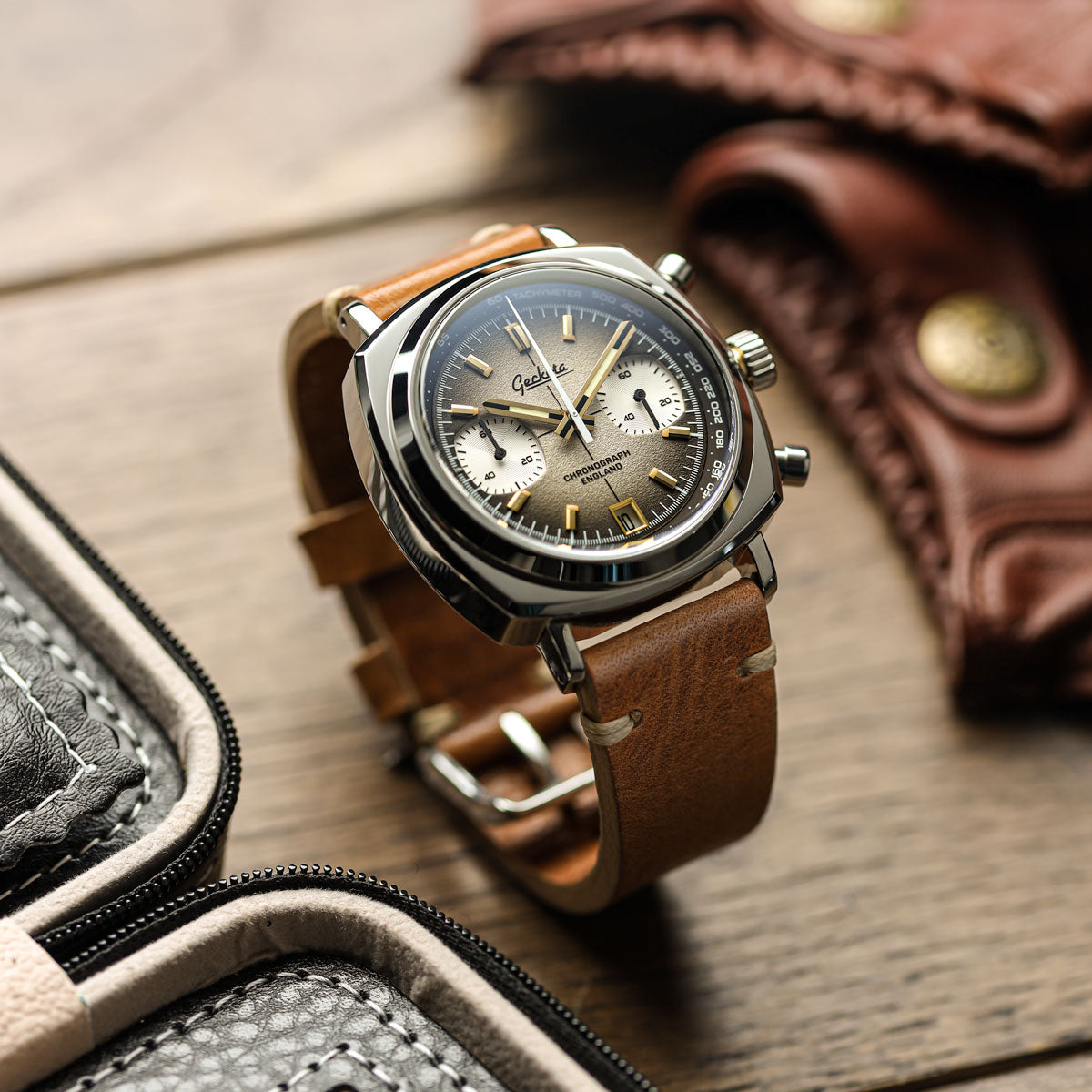 Geckota Chronotimer Chronograph Watch Brown Fumé Dial VS-369-4 - additional image 4