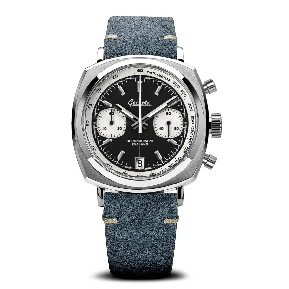 Stanway Vintage V-Stitch Genuine Italian Suede Watch Strap - Indigo Blue