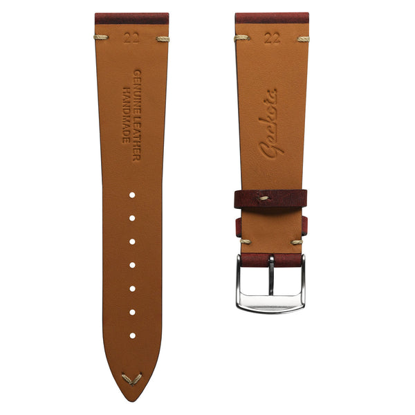 Stanway Vintage V-Stitch Crazy Horse Leather Watch Strap - Peacock
