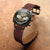 Geckota Crazy Horse V-Stitch Leather Watch Strap - Red