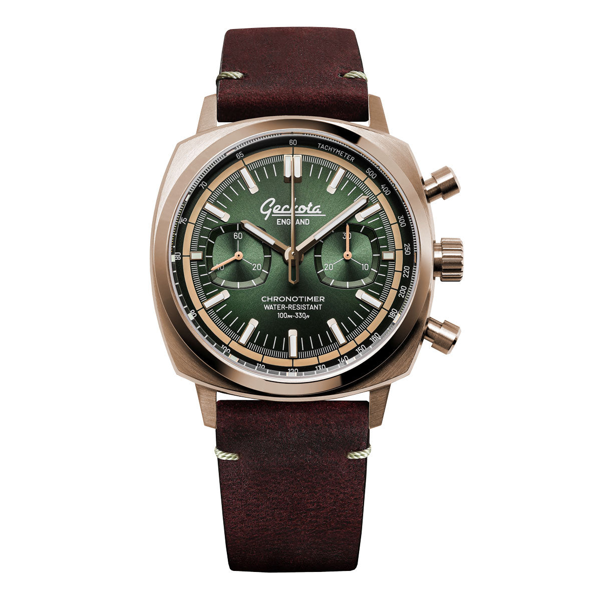 Stanway Vintage V-Stitch Crazy Horse Leather Watch Strap - Bordeaux Red