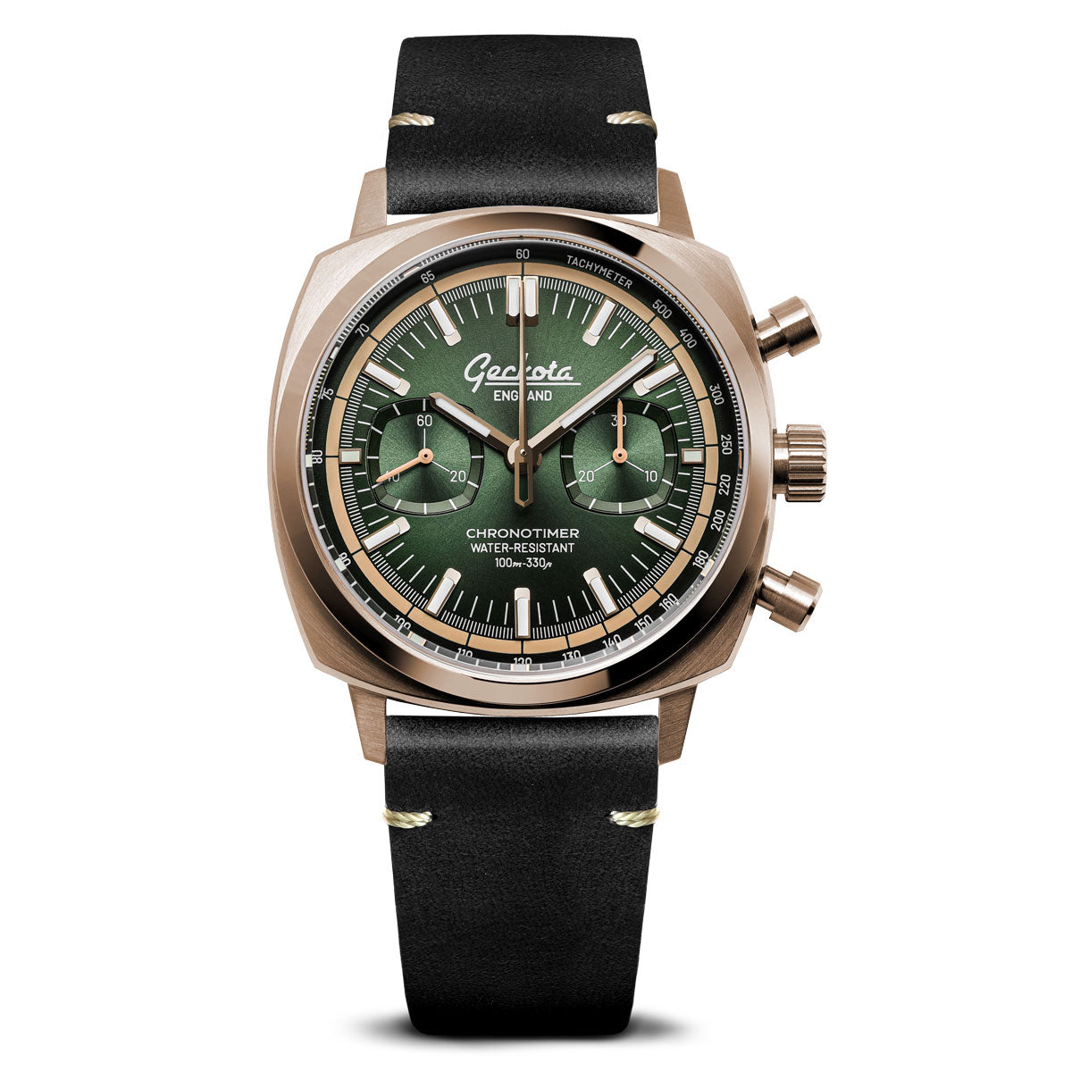 Stanway Vintage V-Stitch Watch Strap - Horween Chromexcel - Black