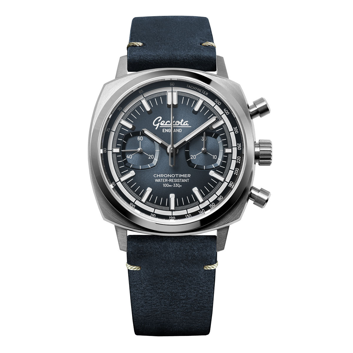 Stanway Vintage V-Stitch Crazy Horse Leather Watch Strap - Peacock Blue