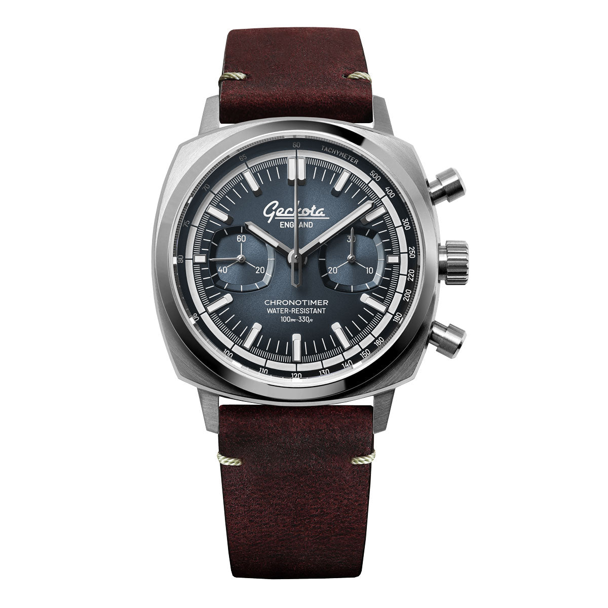 Stanway Vintage V-Stitch Crazy Horse Leather Watch Strap - Bordeaux Red