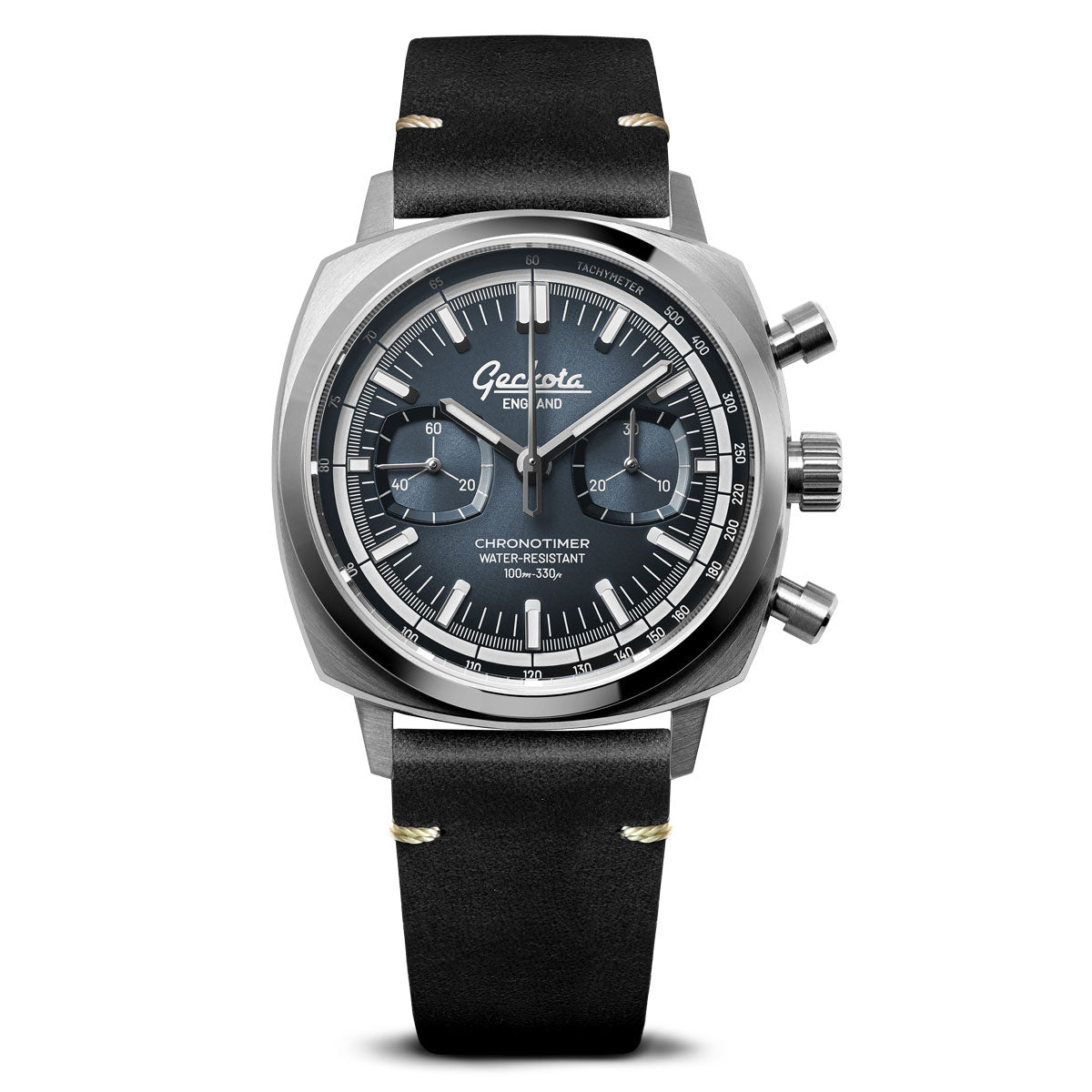 Stanway Vintage V-Stitch Watch Strap - Horween Chromexcel - Black