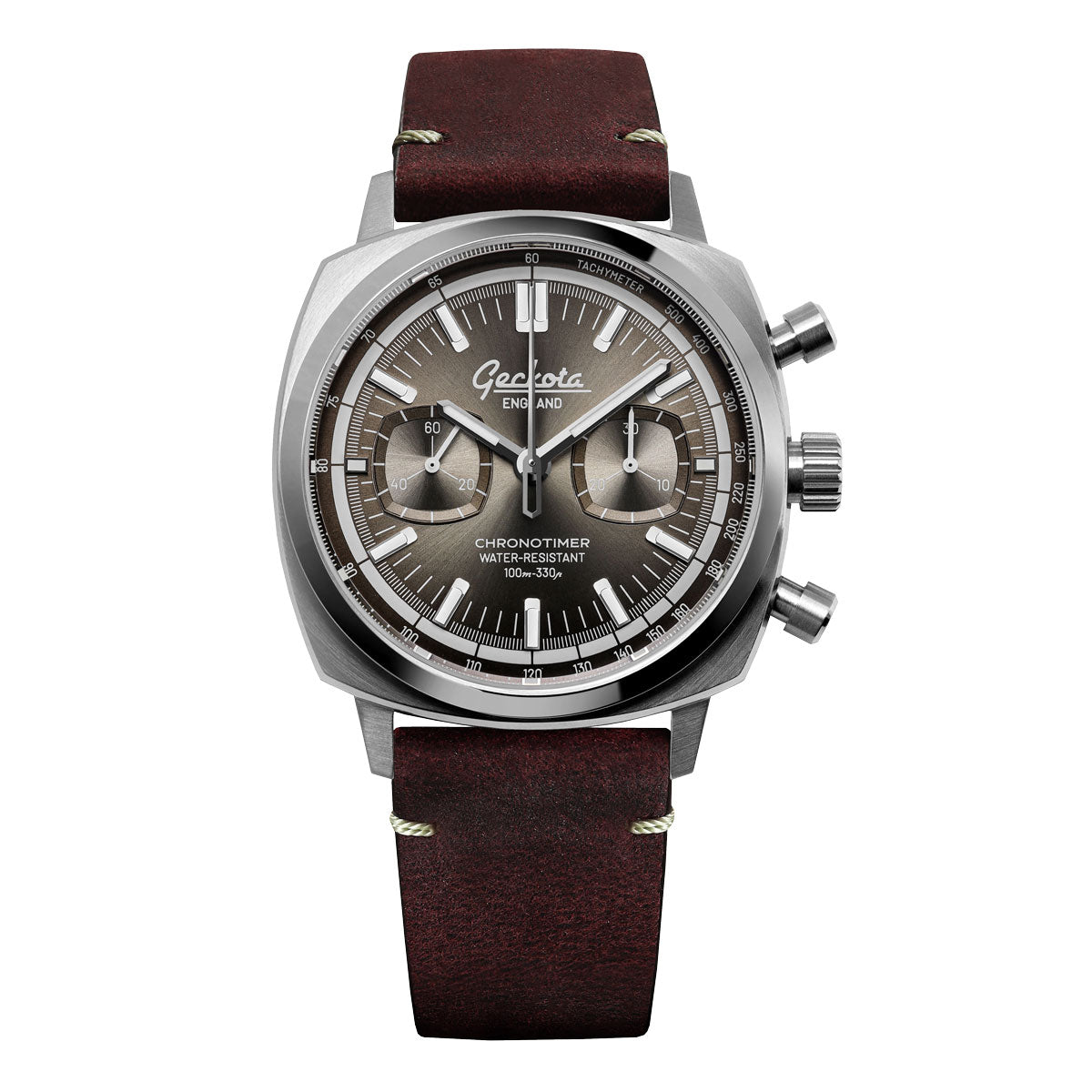 Stanway Vintage V-Stitch Crazy Horse Leather Watch Strap - Bordeaux Red