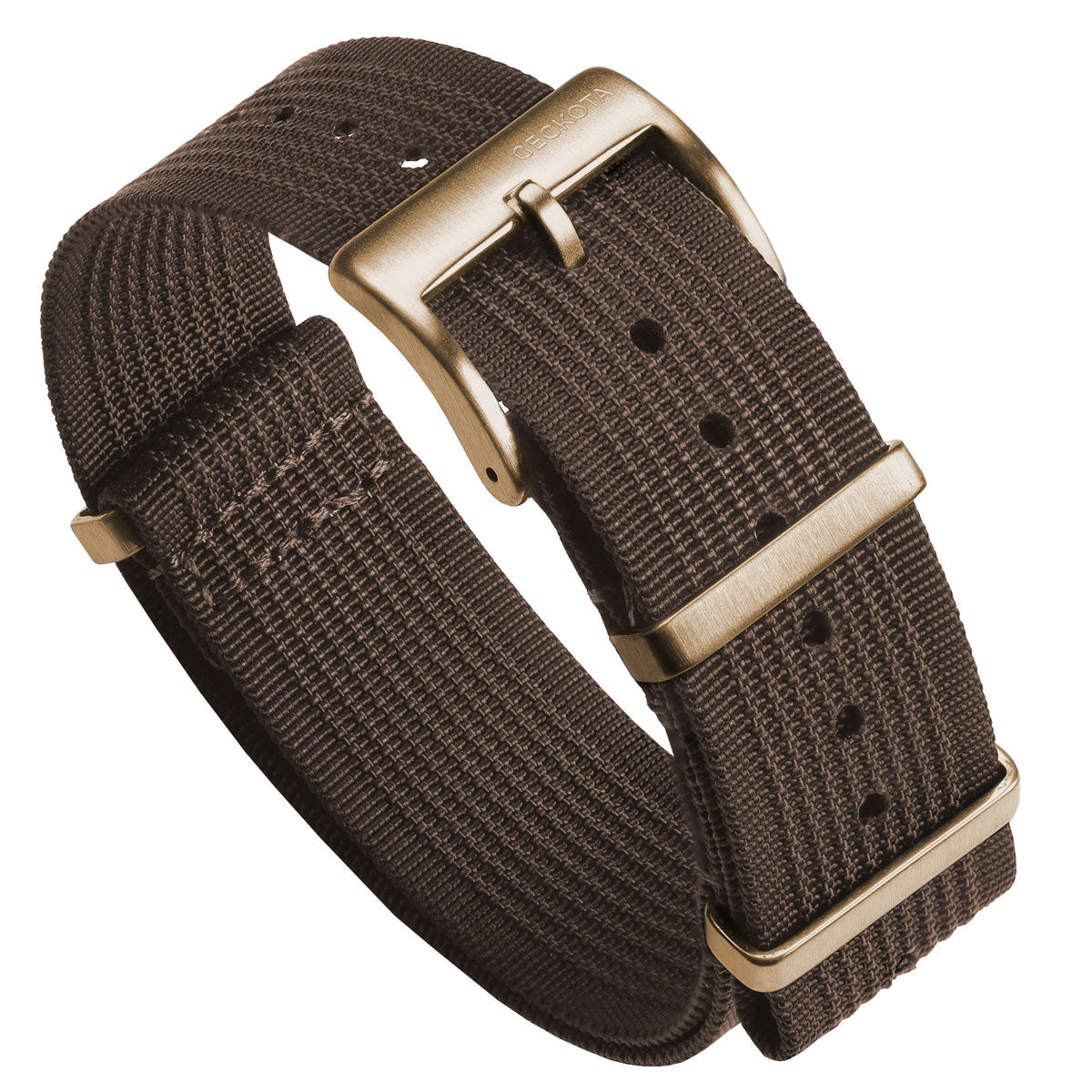 Deluxe Nylon Nato Watch Strap Olive Drab Green - Gold Brushed