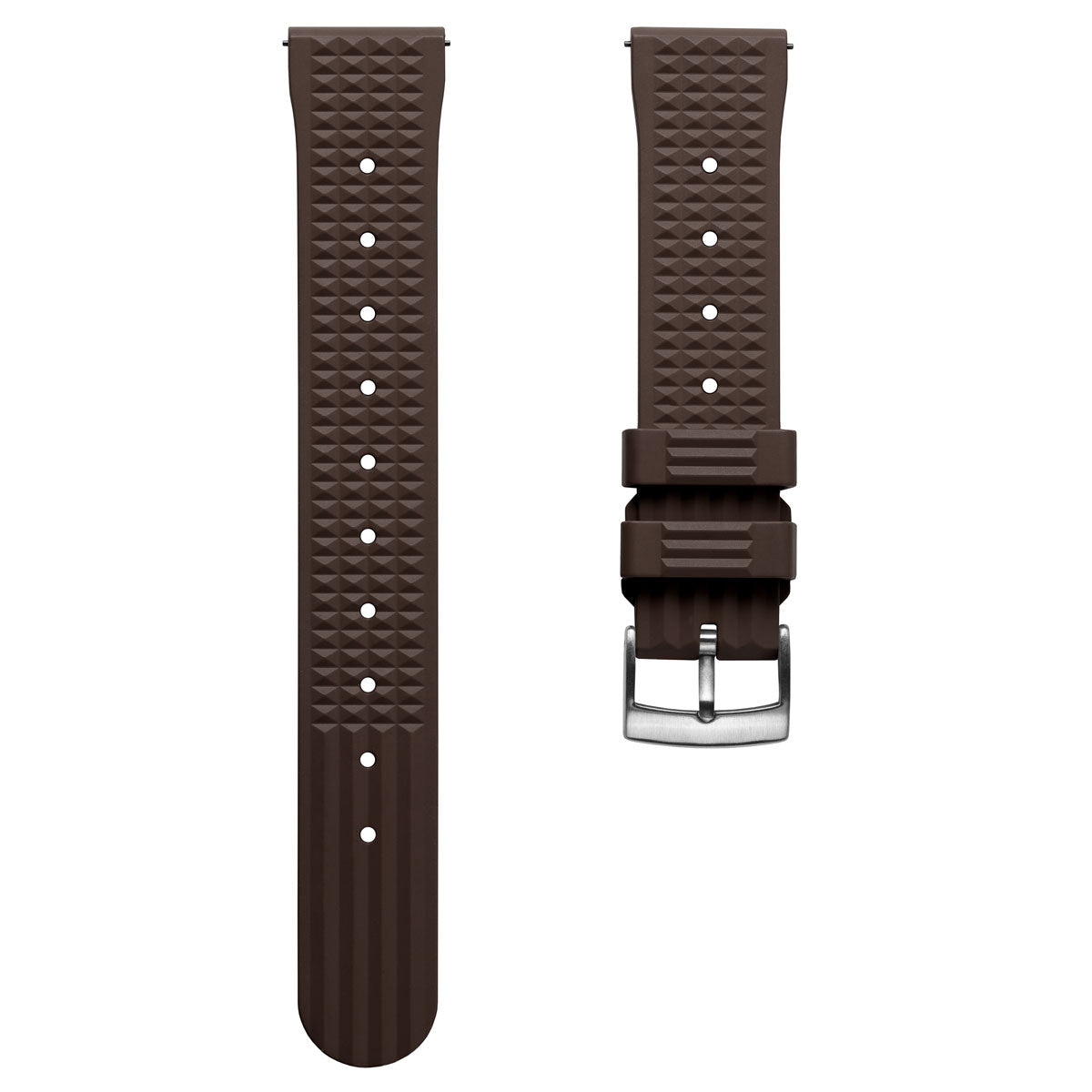 Seacroft Waffle FKM Rubber Dive Watch Strap - Brown