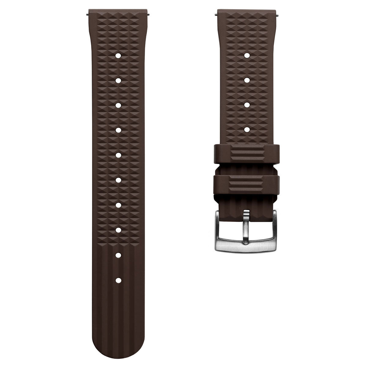 Waffle Pattern Rubber Dive Watch Strap - Driftwood Brown