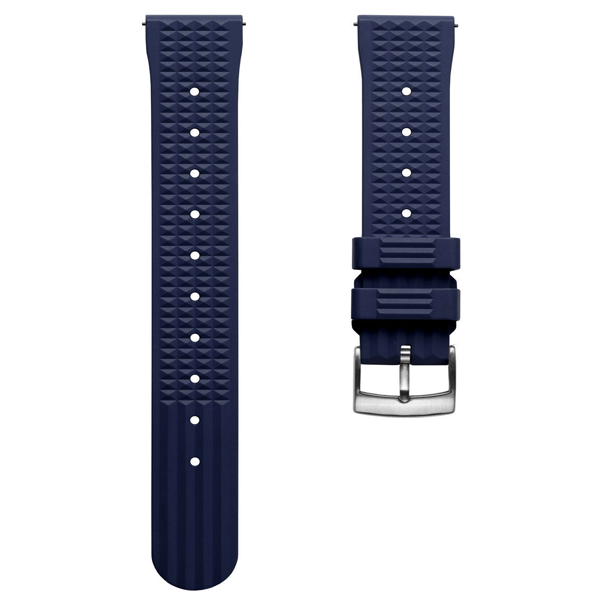 Waffle Pattern Rubber Dive Watch Strap Deep Sea Blue
