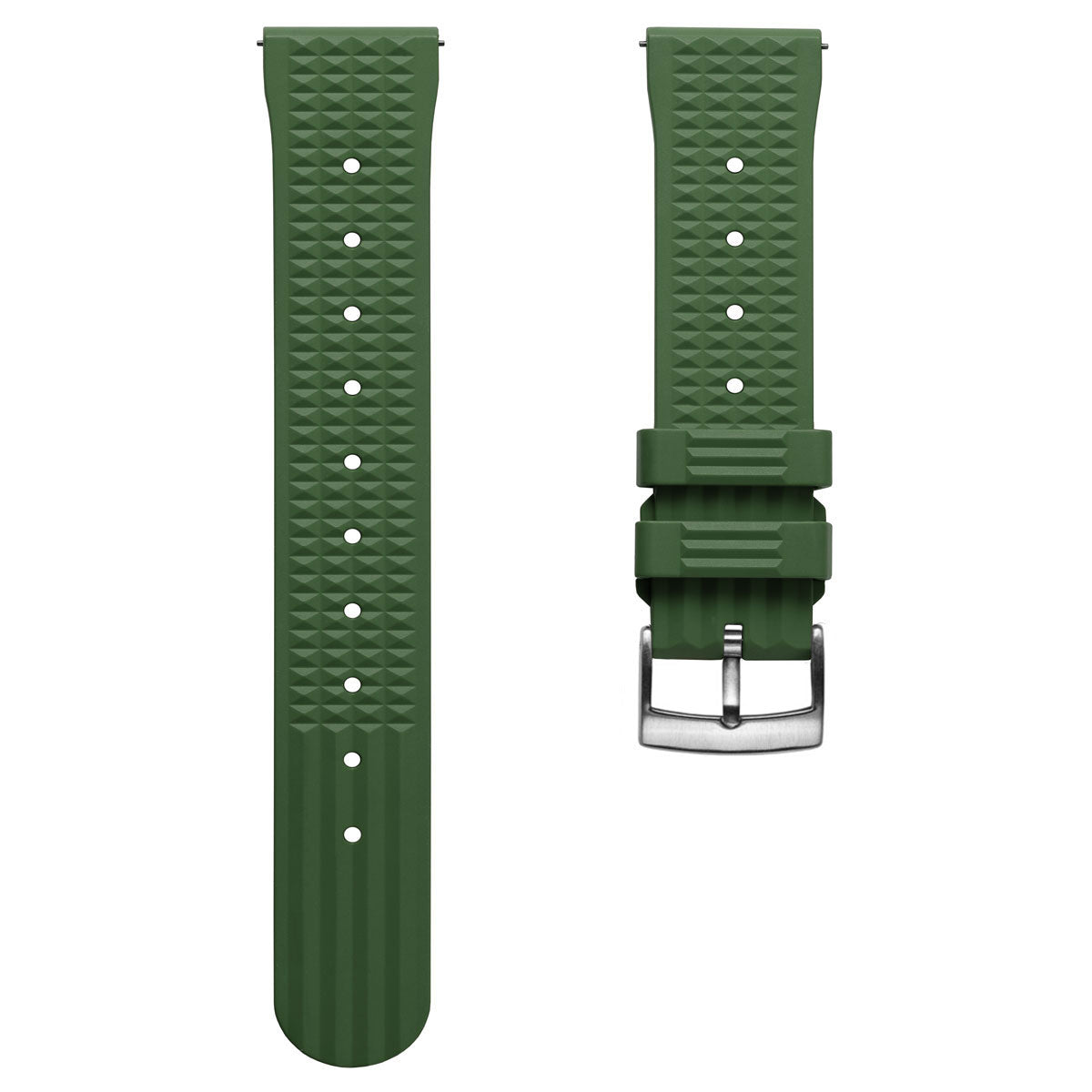 Waffle Pattern Rubber Dive Watch Strap Reef Green