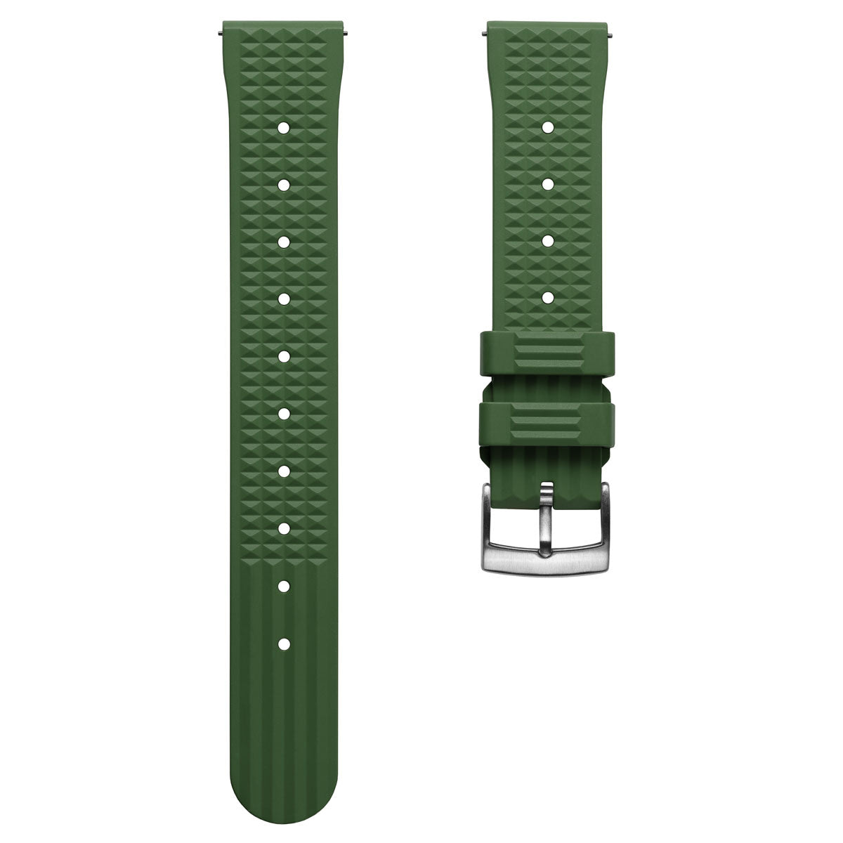 Seacroft Waffle FKM Rubber Dive Watch Strap - Green