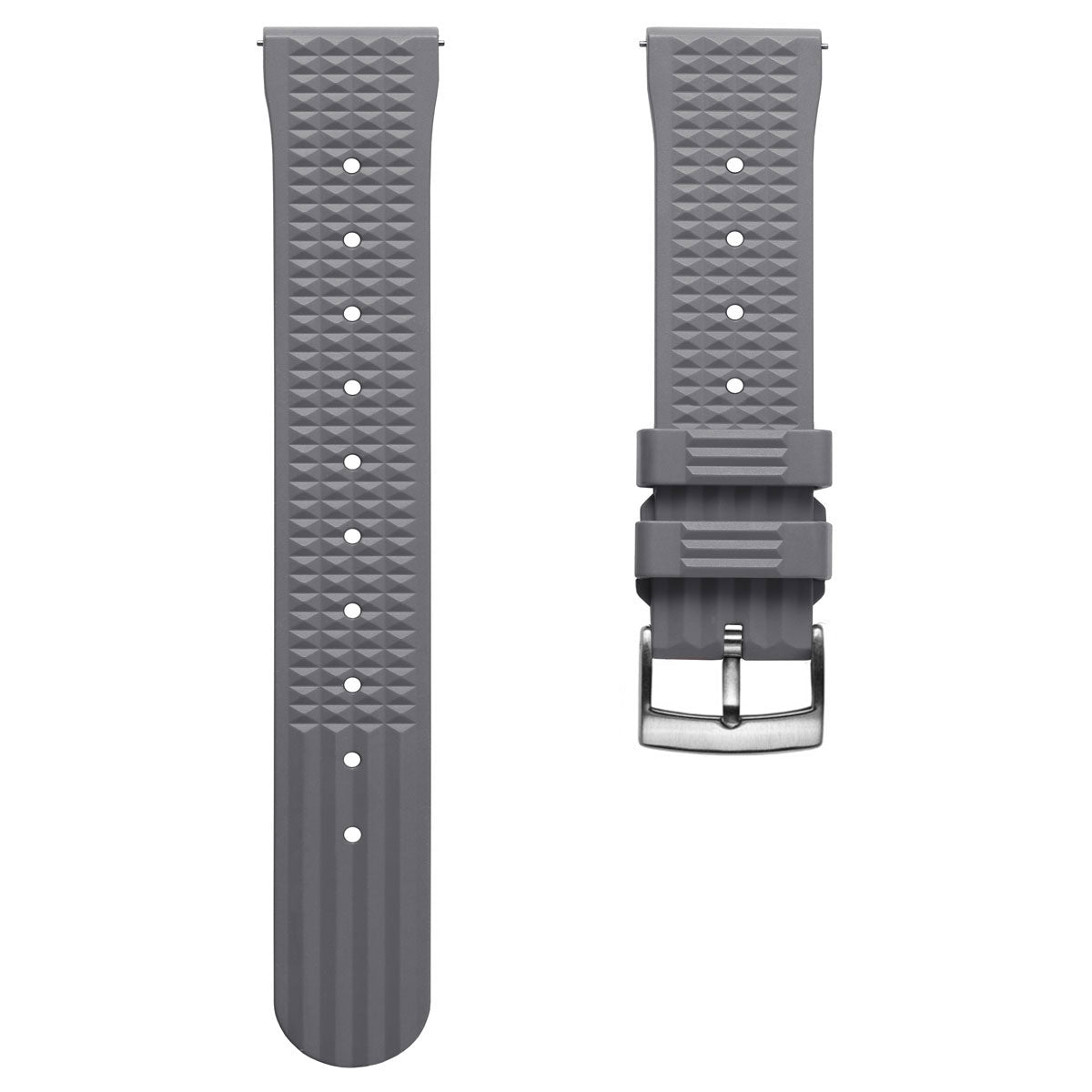 Waffle Pattern Rubber Dive Watch Strap - Anchor Grey
