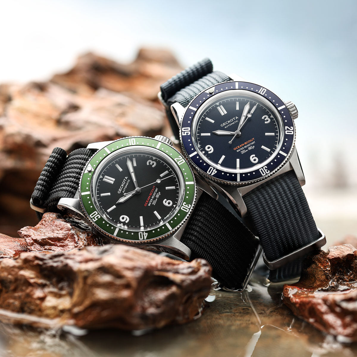 Geckota Ocean-Scout Dive watch - Emerald Green - Black Nylon Strap - additional image 4