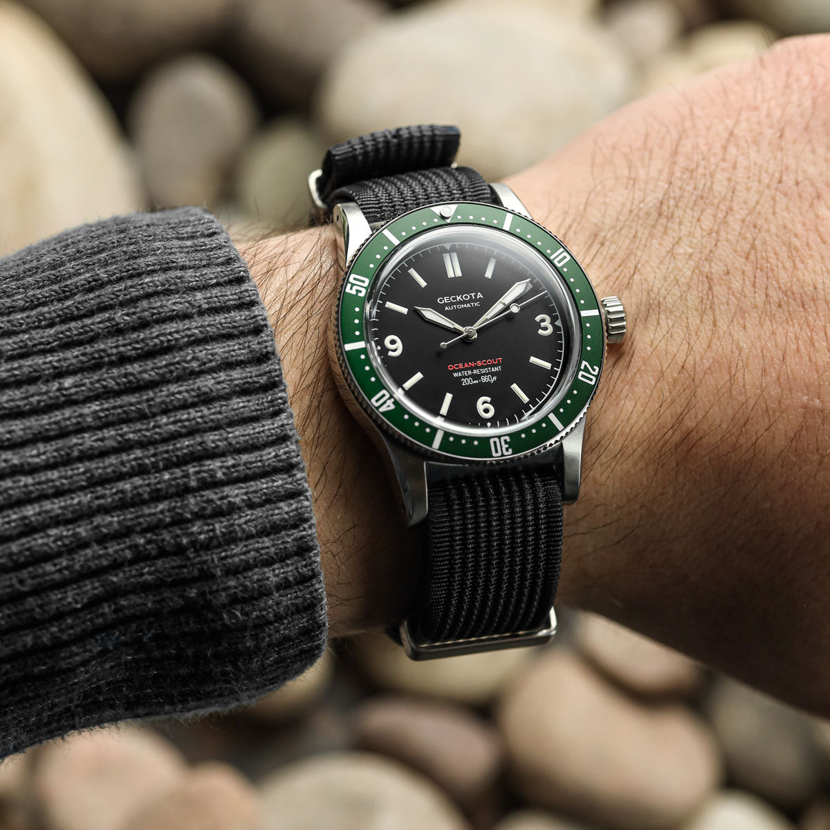 Geckota Ocean-Scout Dive watch - Emerald Green - Black Nylon Strap - additional image 1