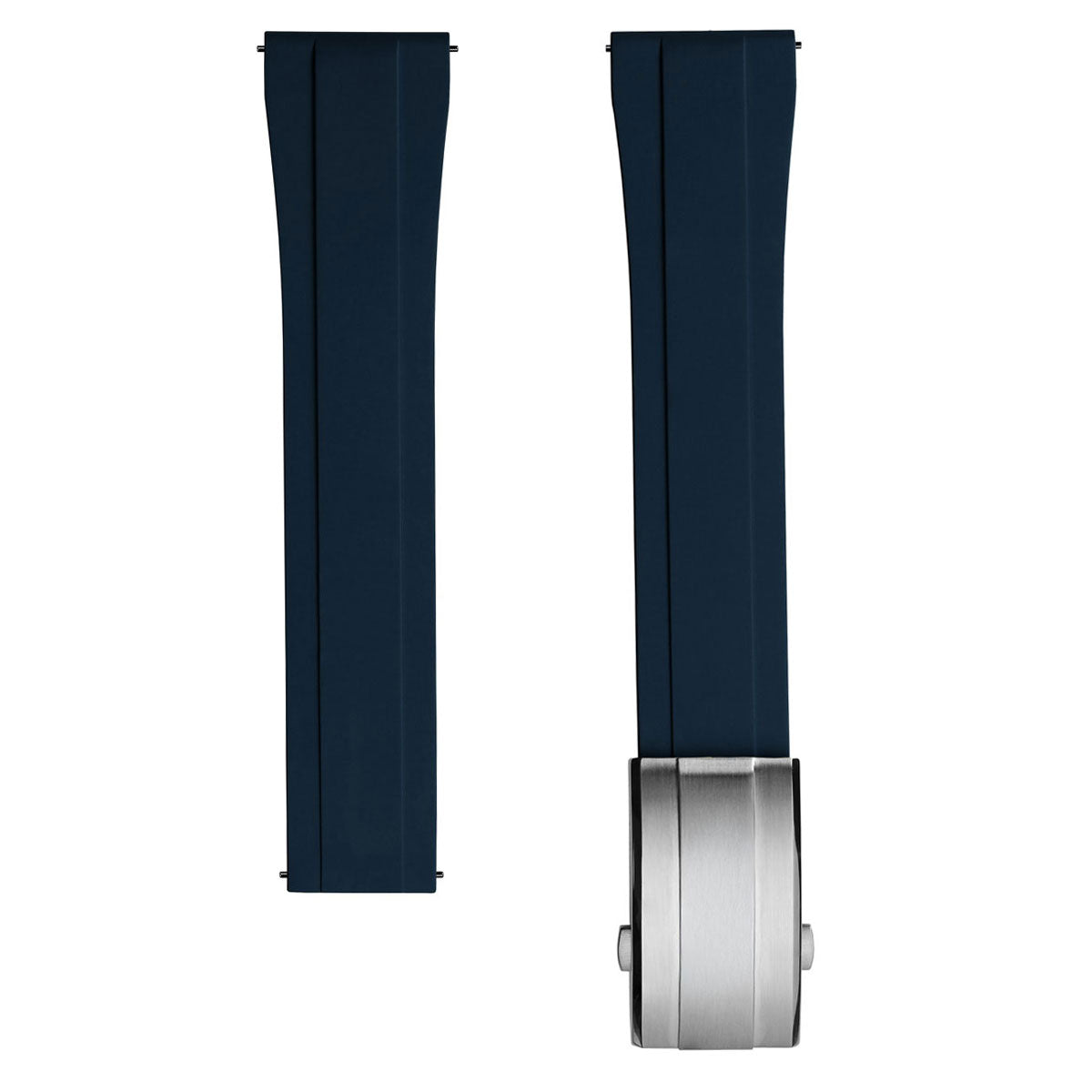 Premium Rubber Watch Strap with Deployant Buckle - Navy Blue