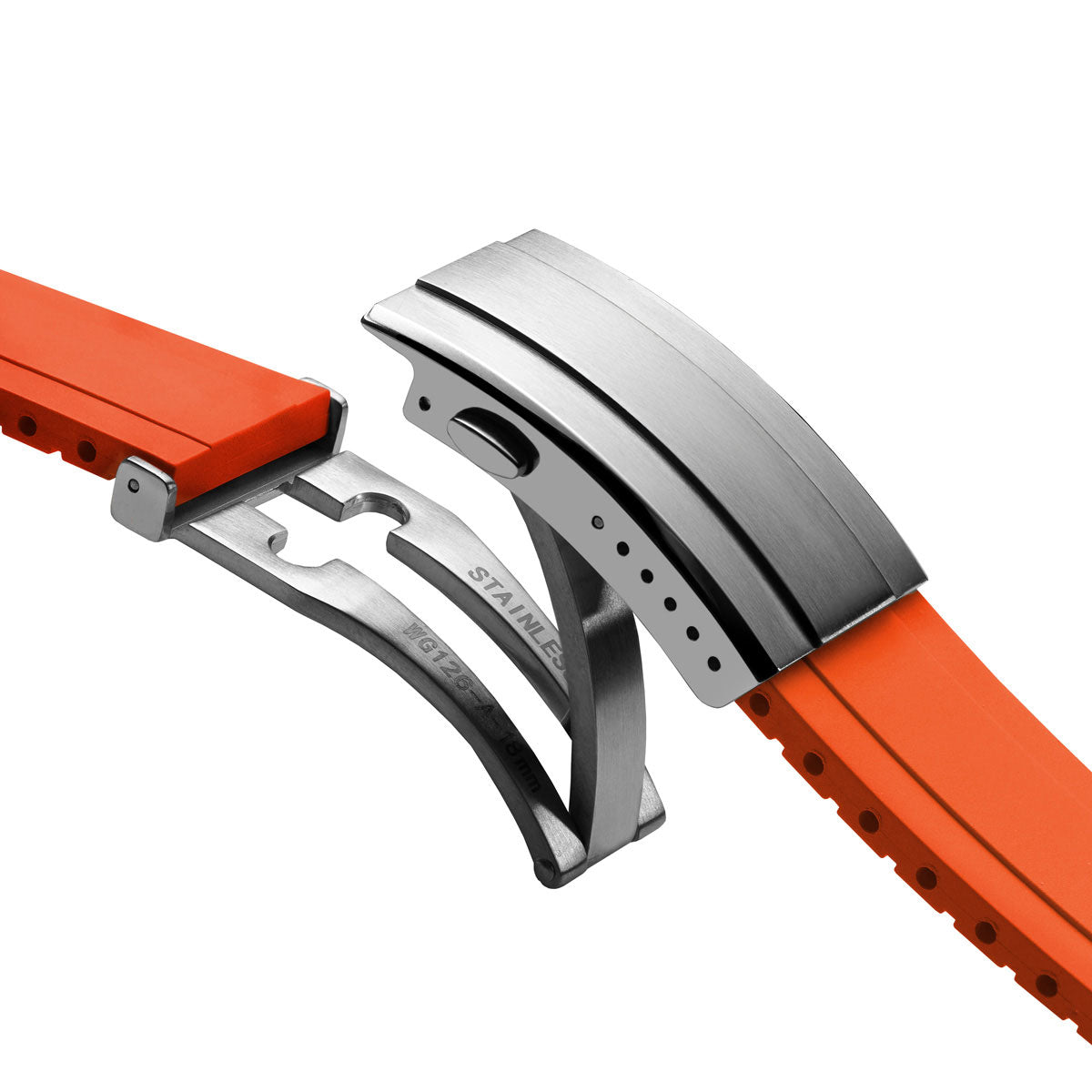 Premium Rubber Watch Strap with Deployant Buckle - Orange
