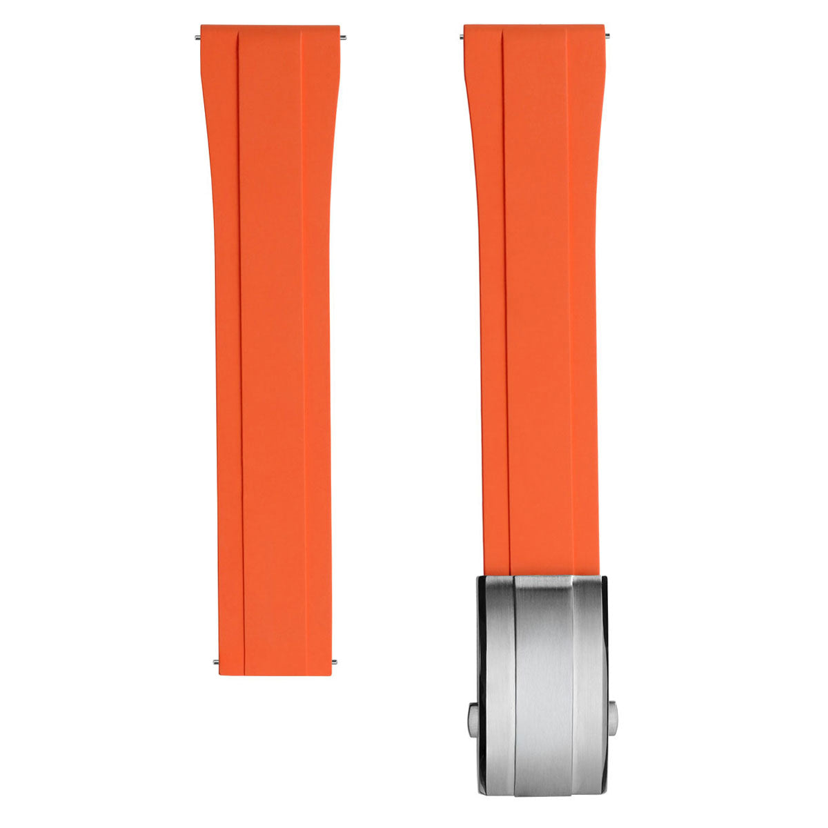 Premium Rubber Watch Strap with Deployant Buckle - Orange