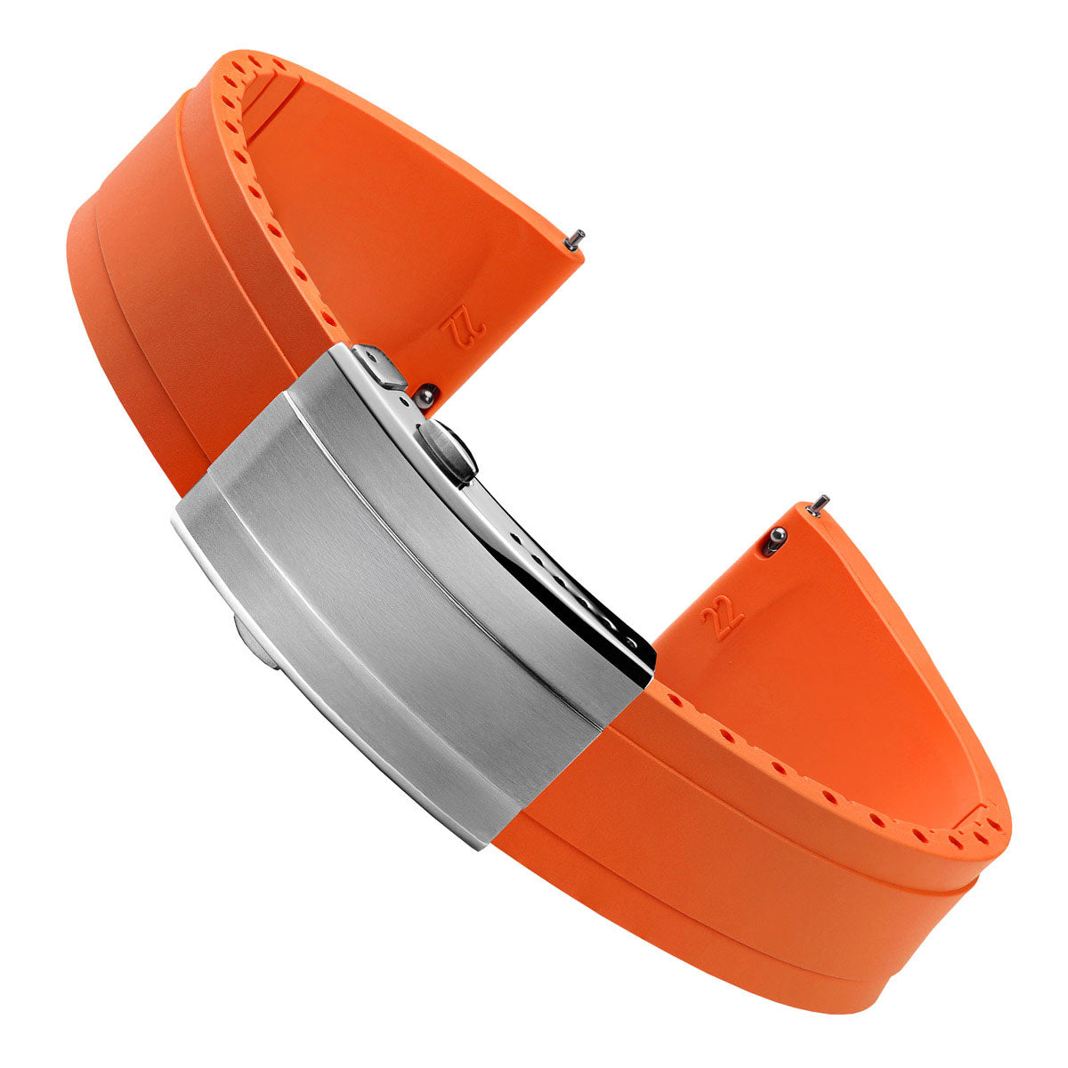 Premium Rubber Watch Strap with Deployant Buckle - Orange