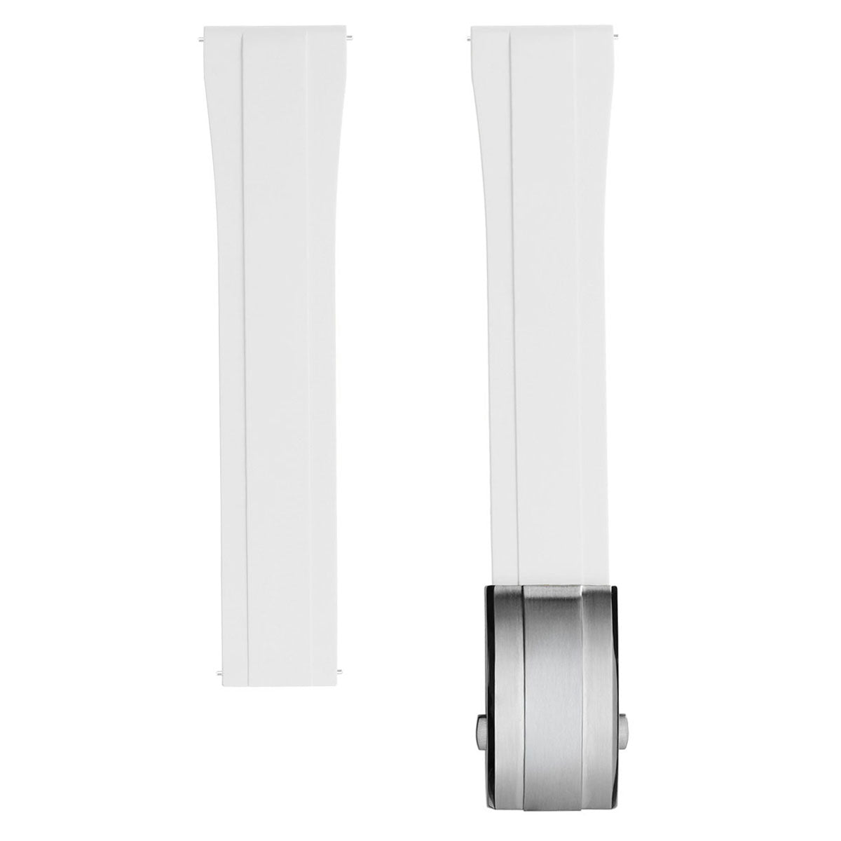 Premium Rubber Watch Strap with Deployant Buckle - White