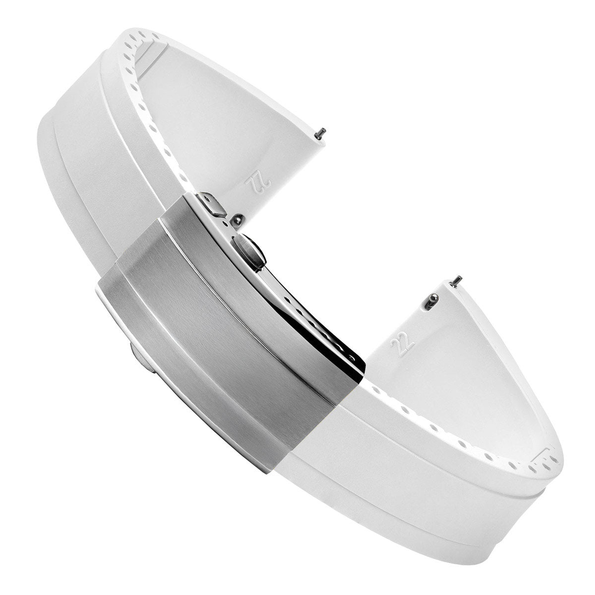 Premium Rubber Watch Strap with Deployant Buckle - White