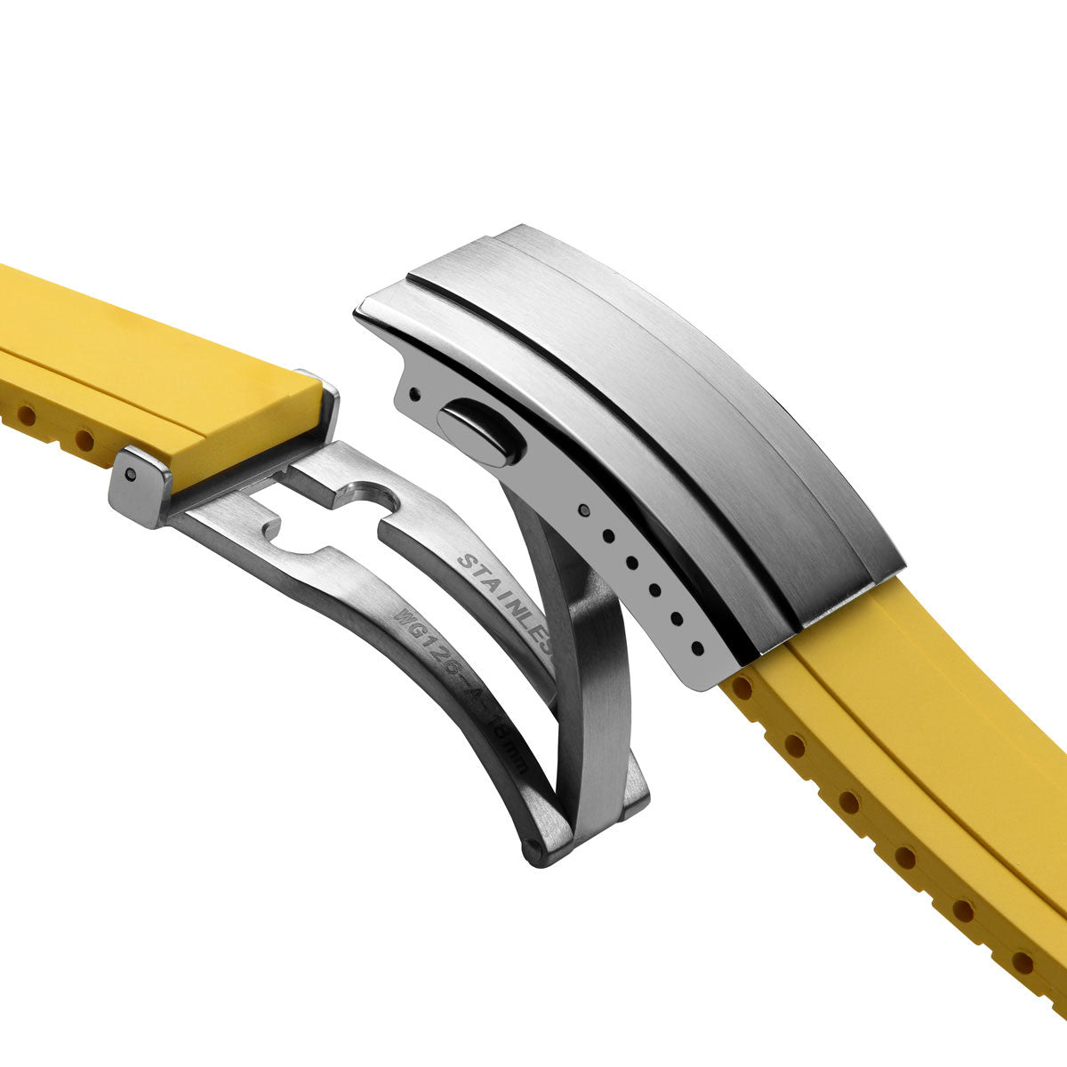 Premium Rubber Watch Strap with Deployant Buckle - Yellow