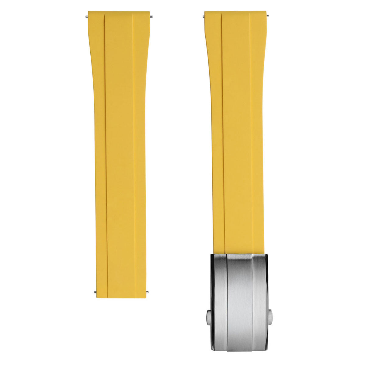 Premium Rubber Watch Strap with Deployant Buckle - Yellow