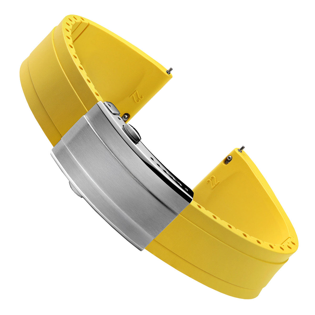 Premium Rubber Watch Strap with Deployant Buckle - Yellow