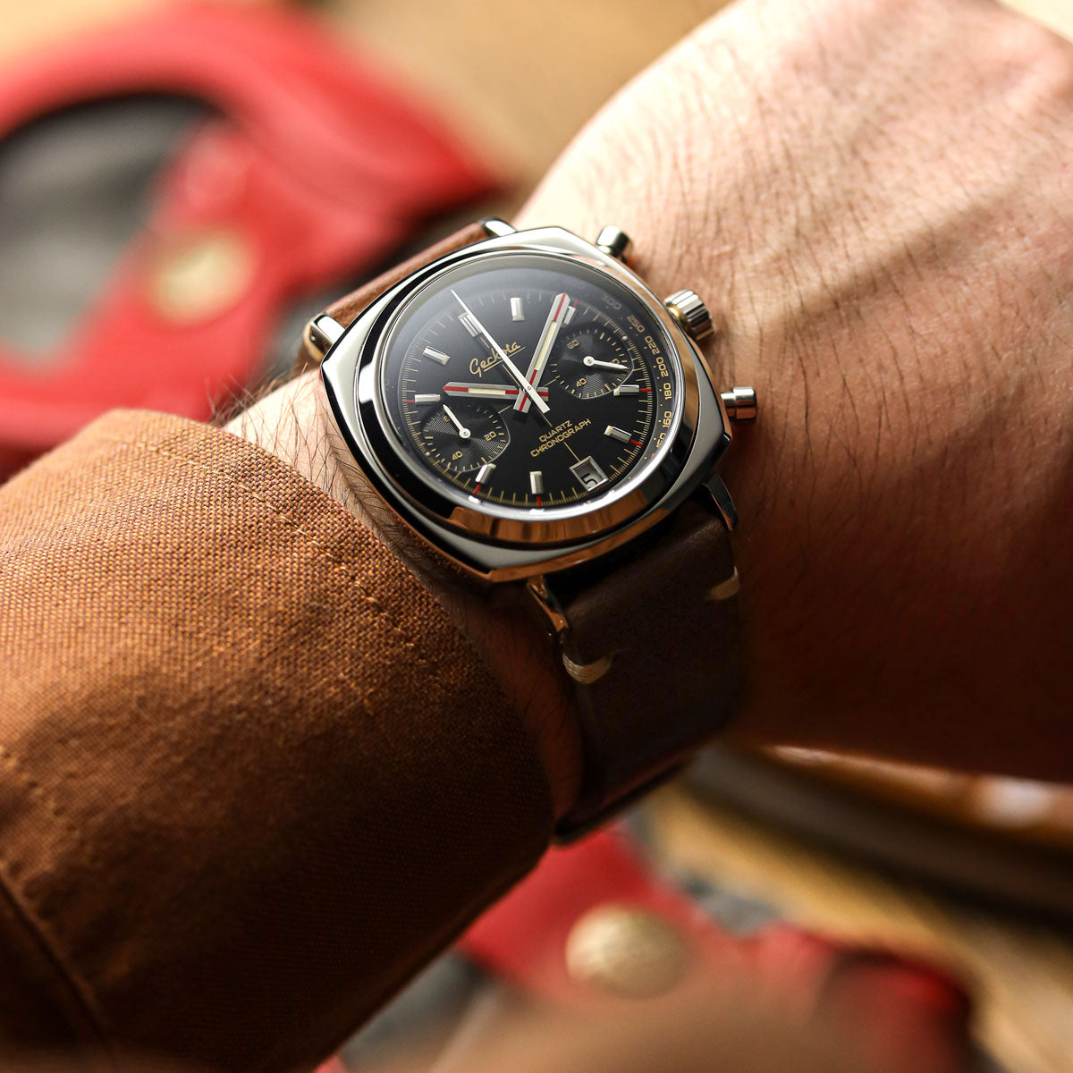 Geckota Chronotimer Chronograph Watch - Gloss Black Racing Dial - additional image 2