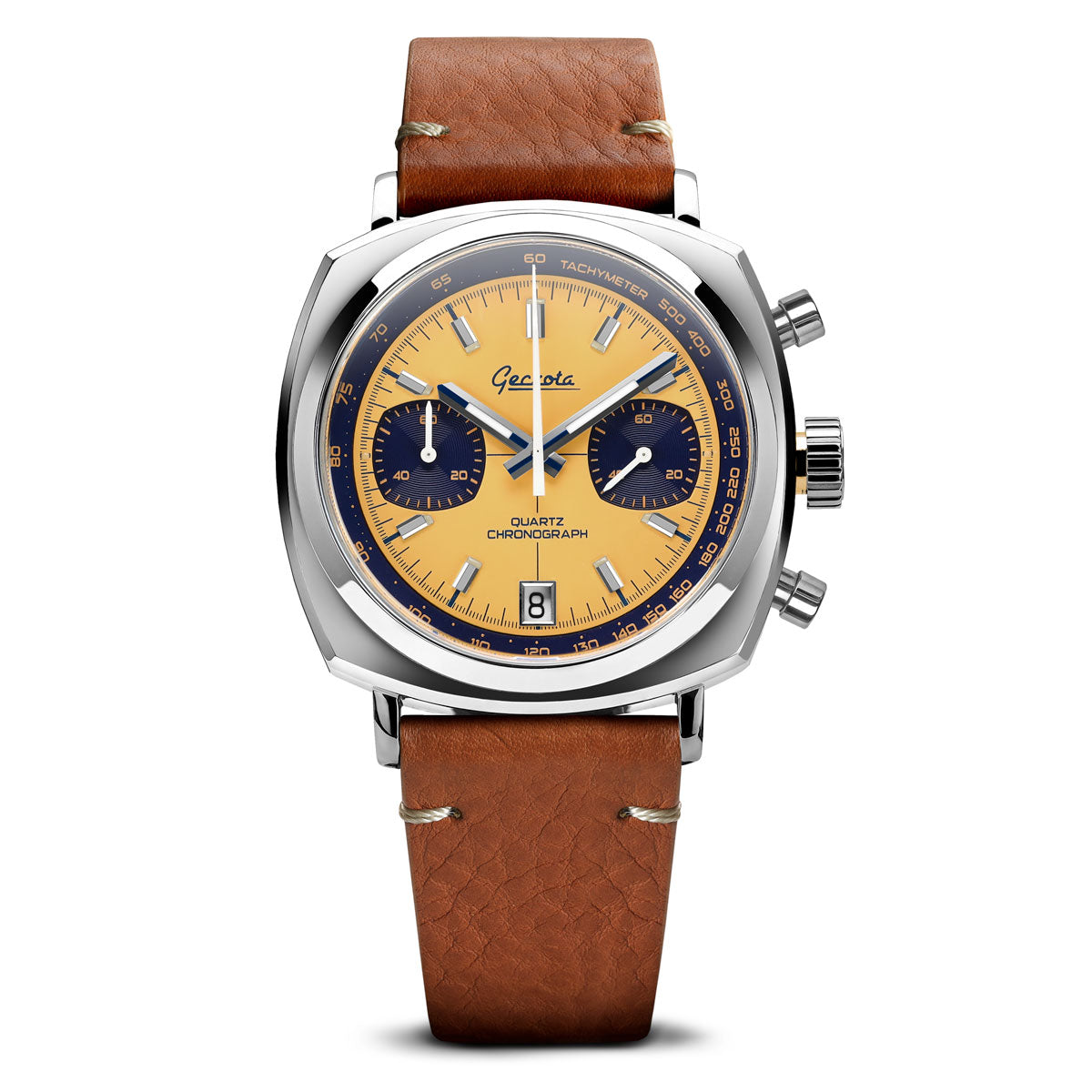 Geckota Chronotimer Chronograph Watch Yellow Racing Dial