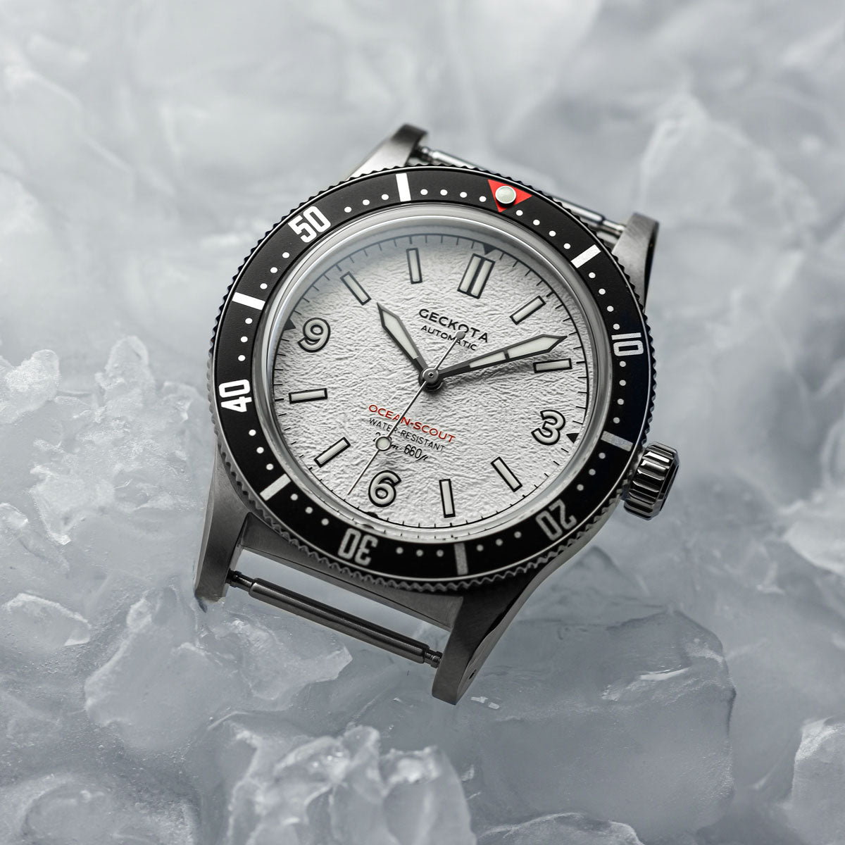 Geckota Ocean-Scout Dive Watch - Ice White - Berwick Stainless Steel Strap - additional image 3