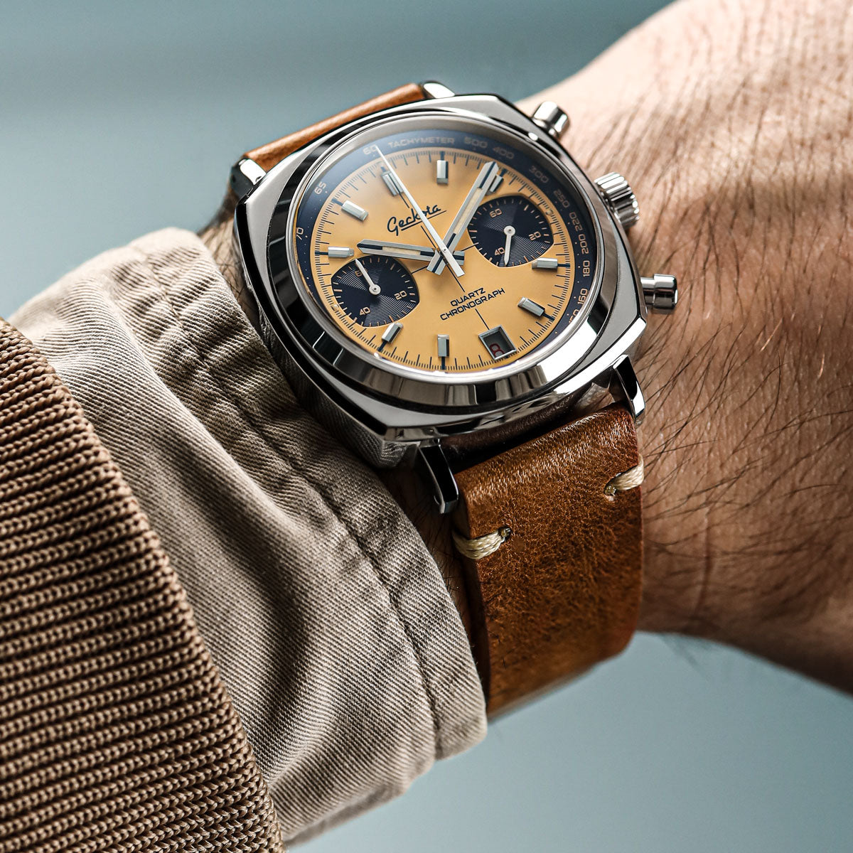 Geckota Chronotimer Chronograph Watch Yellow Dial - additional image 3
