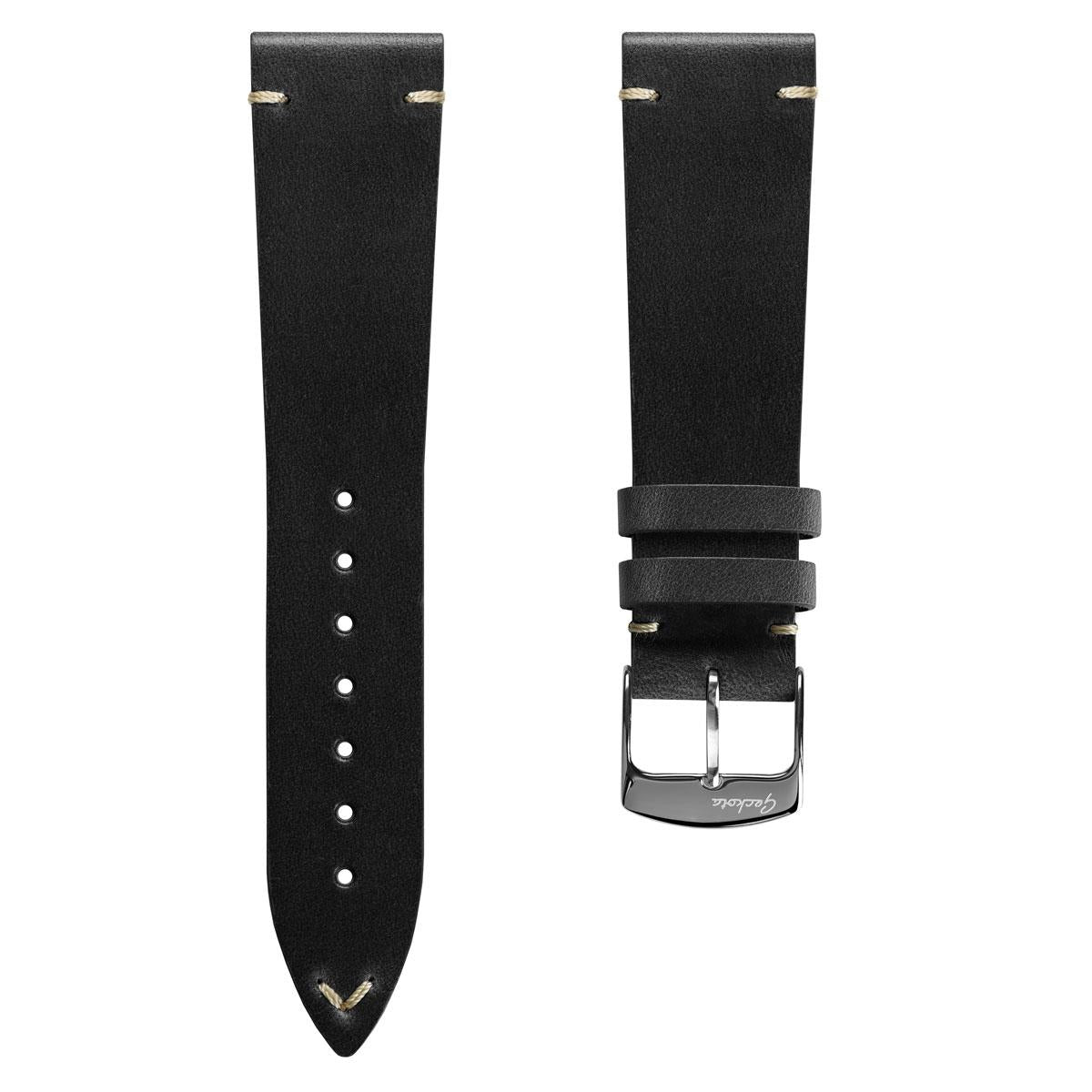 Stanway Vintage V-Stitch Watch Strap - Horween Chromexcel - Black