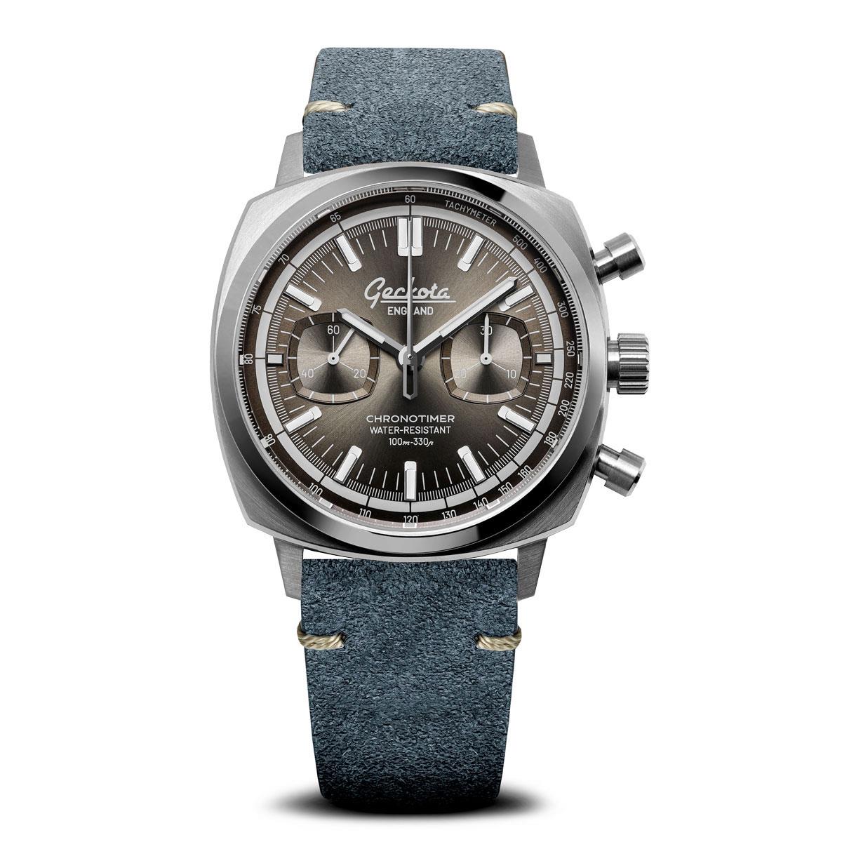 Stanway Vintage V-Stitch Genuine Italian Suede Watch Strap - Indigo Blue