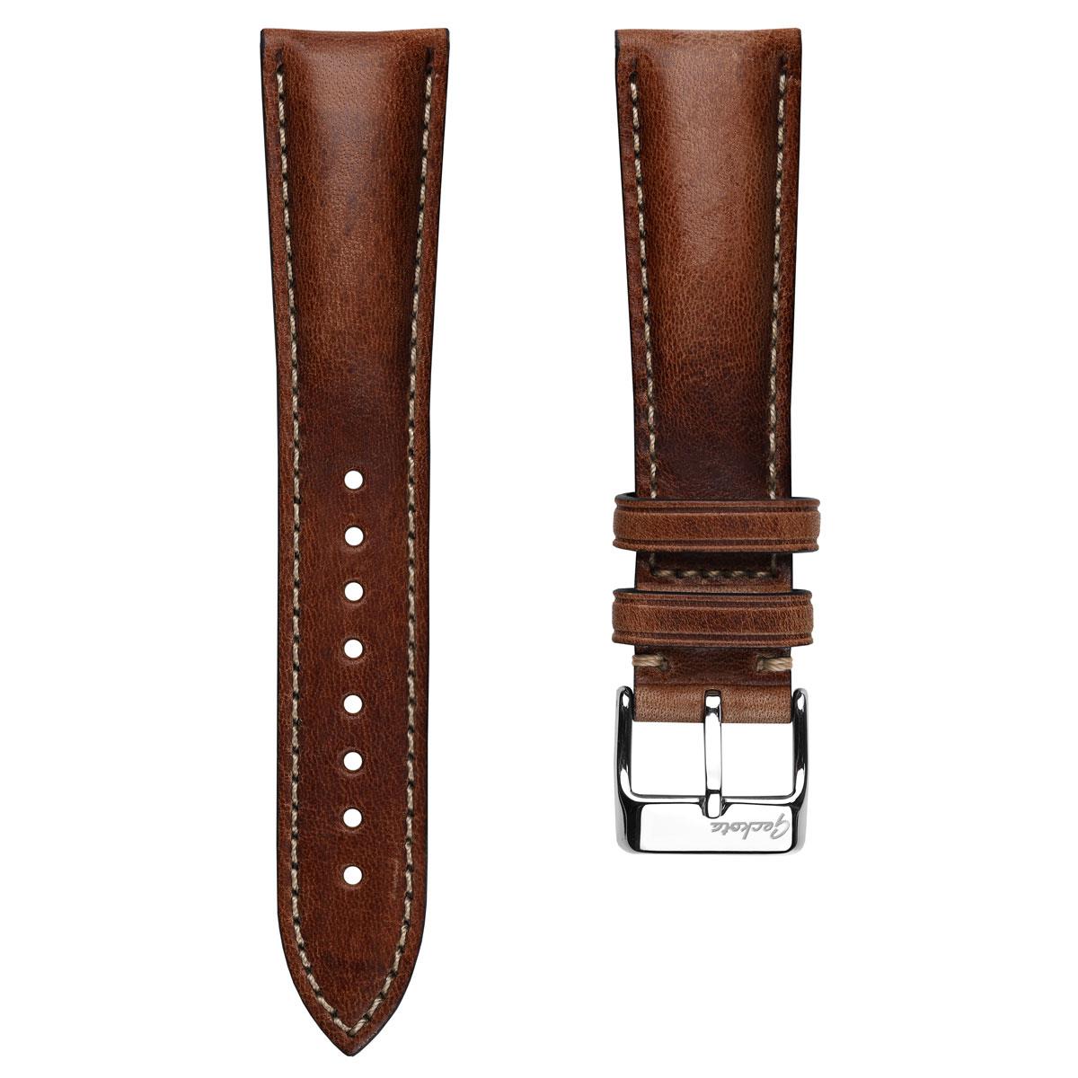 Geckota Vintage Highley Genuine Leather Watch Strap - Reddish Brown 