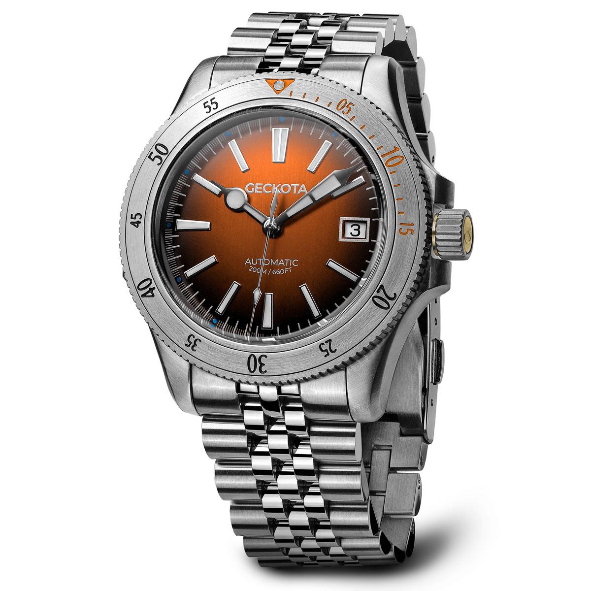 Geckota G-02 Steel Edition Orange PT5000 5 Link watch bracelet